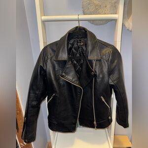 TOPSHOP Black Faux Leather Biker Jacket